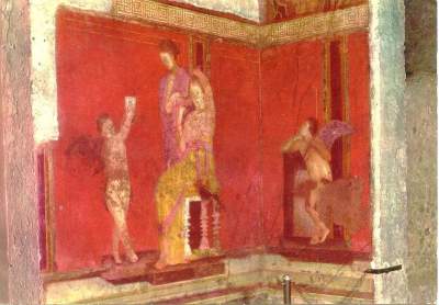 Ecke mit Spiegelszene in der Villa dei Misteri, Pompeji