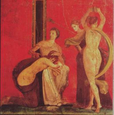 Dritte Freskenwand in der Villa dei Misteri, Pompeji